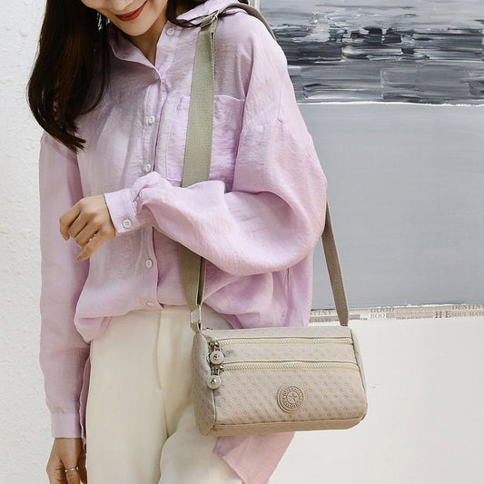 [W-Bolso] Bolso De Hombro De Mujer Casual Oxford Tela Diagonal Bolsa De Varios Compartimentos
