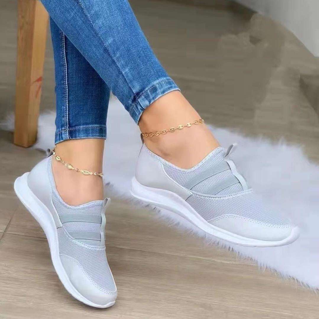 [W-Zapato] Zapatos Informales De Malla Con Plataforma Baja Y Tejido De Mosca