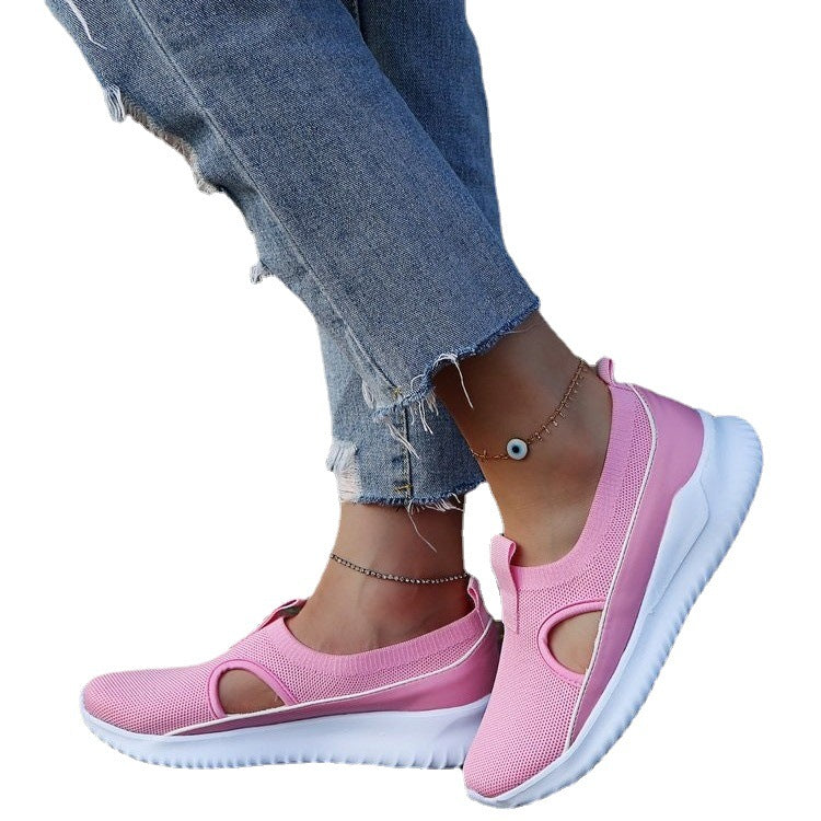 Zapatillas de deporte tejidas huecas de moda para mujer