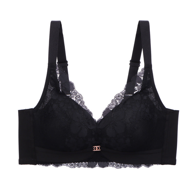 2022 Reunión Sin Anillo De Acero Sujetador De Encaje Transpirable Recibir Pecho Lateral Cómoda Ropa Interior Ajustable