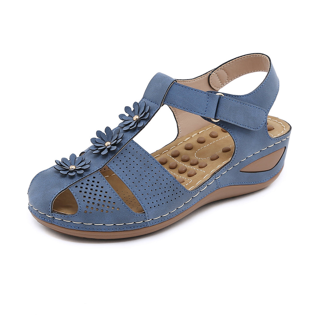 [W-Zapato] Masajear Granos De Flores Pegatinas Mágicas De Color Sólido Con Sandalias De Talón De 100 Laderas