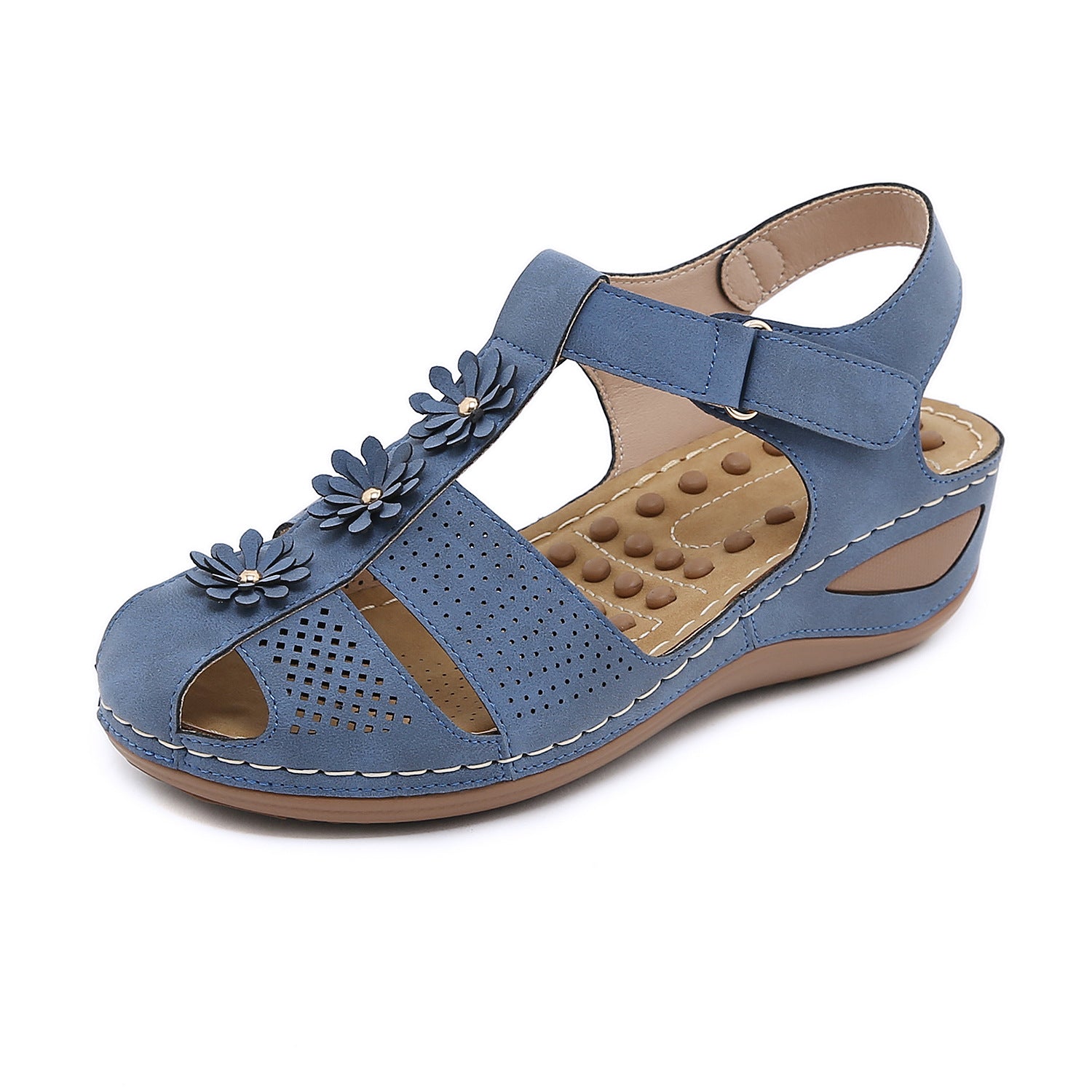 [W-Zapato] Masajear Granos De Flores Pegatinas Mágicas De Color Sólido Con Sandalias De Talón De 100 Laderas