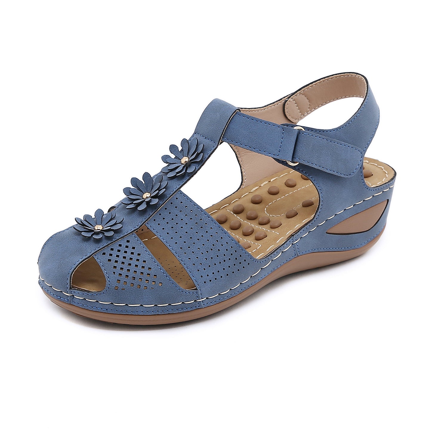 [W-Zapato] Masajear Granos De Flores Pegatinas Mágicas De Color Sólido Con Sandalias De Talón De 100 Laderas