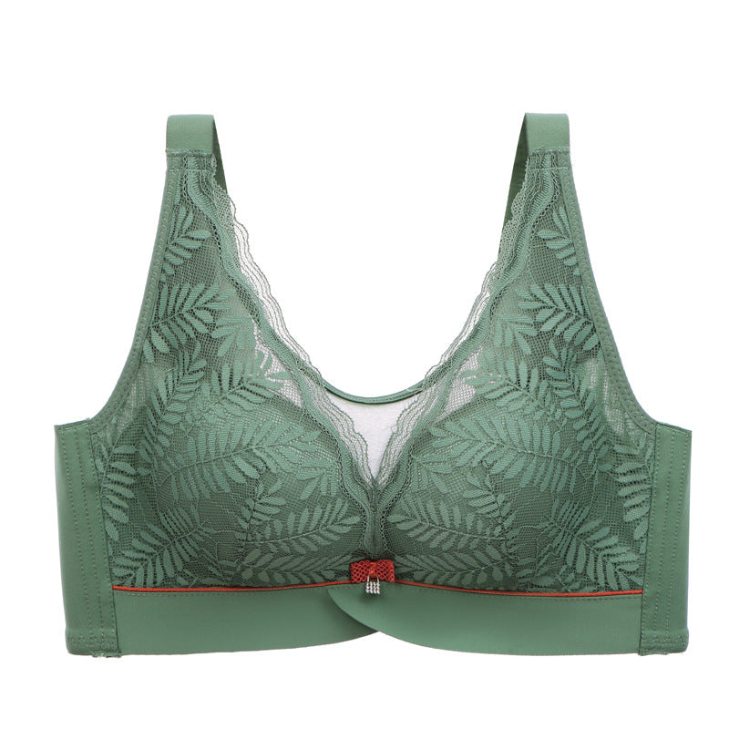 2022 Reunión Sin Anillo De Acero Sujetador De Encaje Transpirable Recibir Pecho Lateral Cómoda Ropa Interior Ajustable