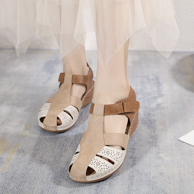 [W-Zapato] Zapatillas Y Sandalias Con Talón De Línea De Coche De Colores