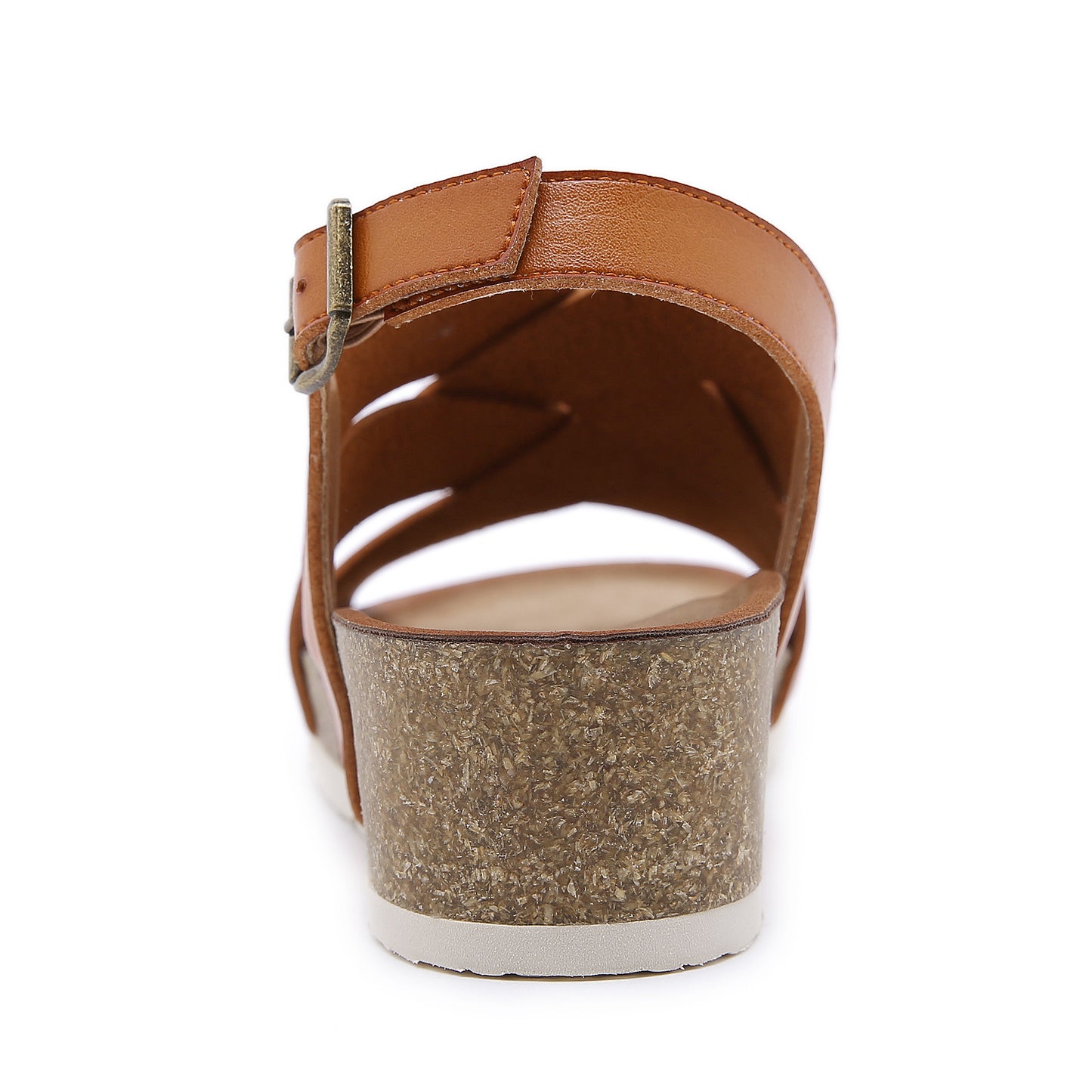 Cómodas Sandalias Romanas De Microfibra Antideslizante Con Hebilla De Metal Y Suela Cortada En Madera