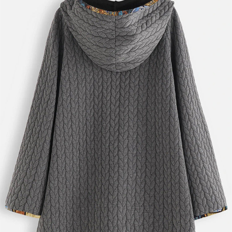 Chaqueta De Mujer Suelta De Manga Larga Con Costuras De Longitud Media Y Talla Grande