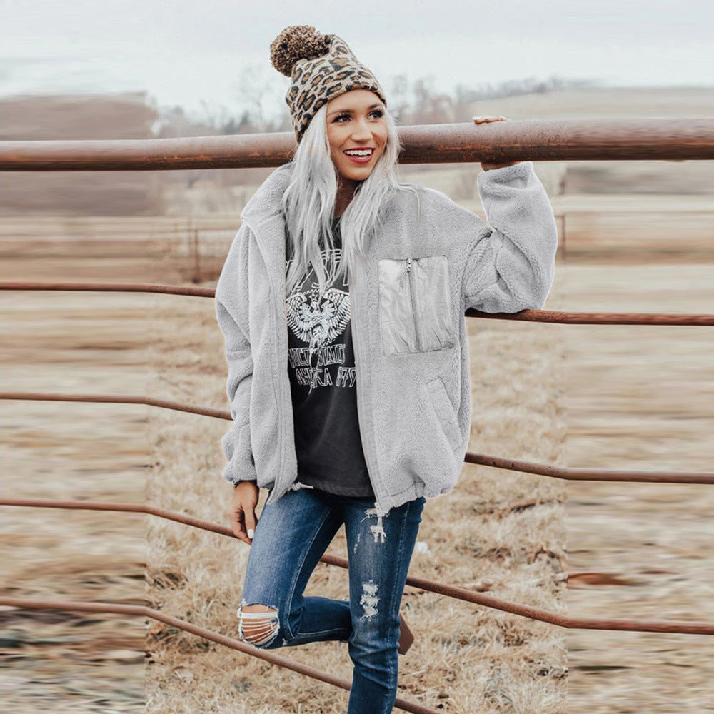 Abrigo De Lana Gruesa Para Mujer, De Comercio Exterior Europeo Y Americano, Con Cremallera, Abrigo Suelto De Gran Tamaño