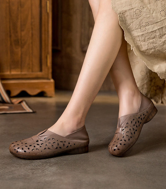 [W-Zapato] Zapatos De Cuero Ahuecados