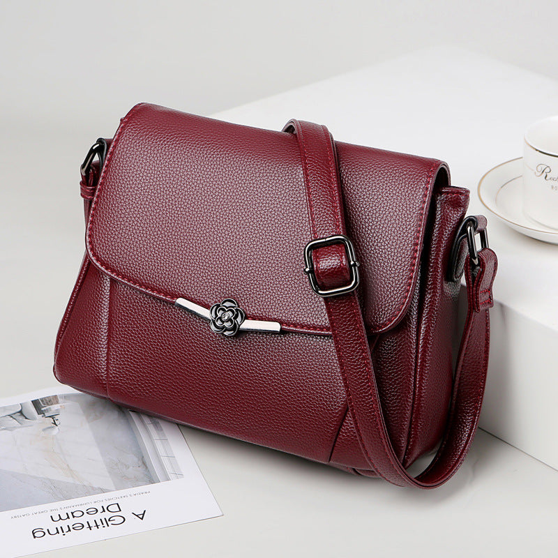 [W-Bolso] Bolso De Cuero Suave Bolso Cruzado Bolso De Hombro Simple