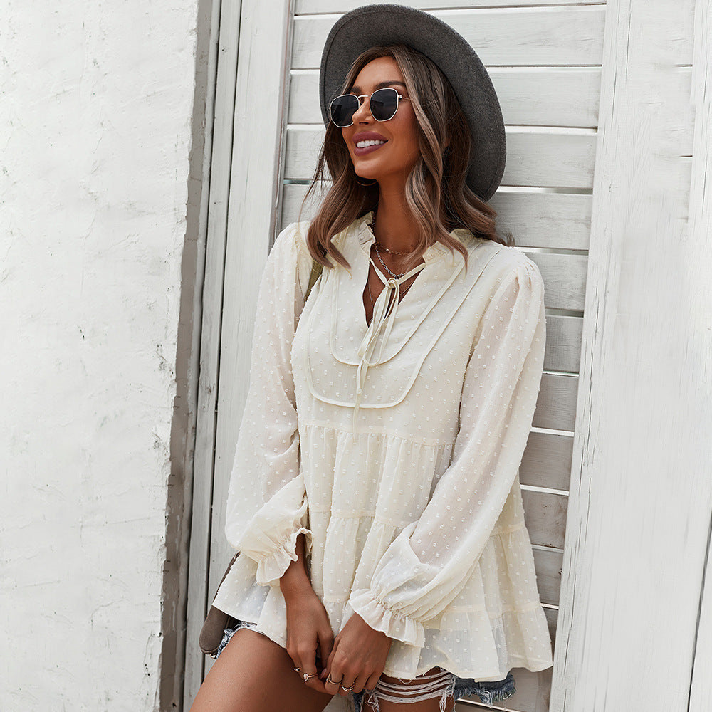 Camisa De Moda Otoño E Invierno 2021Cuello En V Sexy