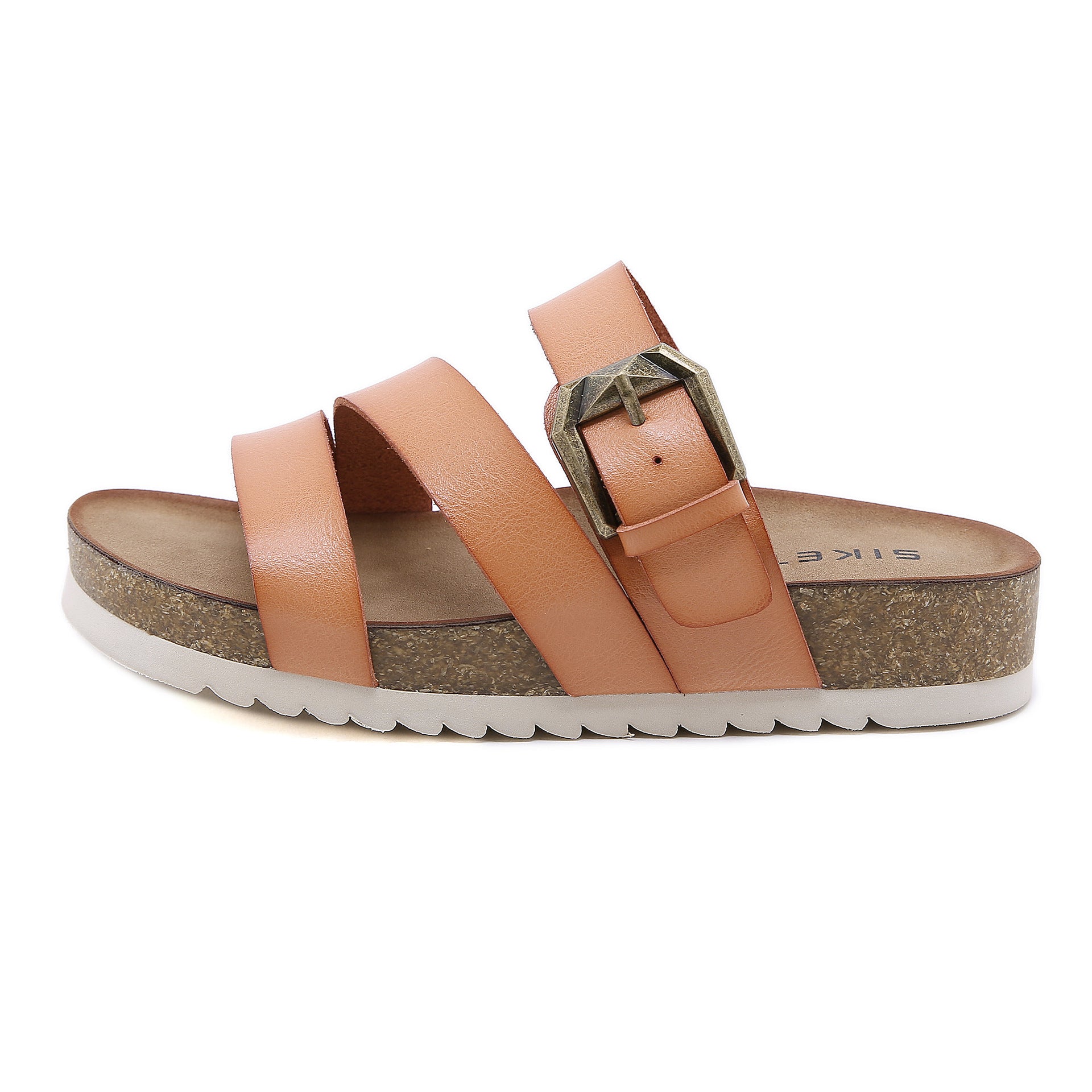 Sandalias Cómodas Antideslizantes Con Hebilla Metálica Y Suela De Madera