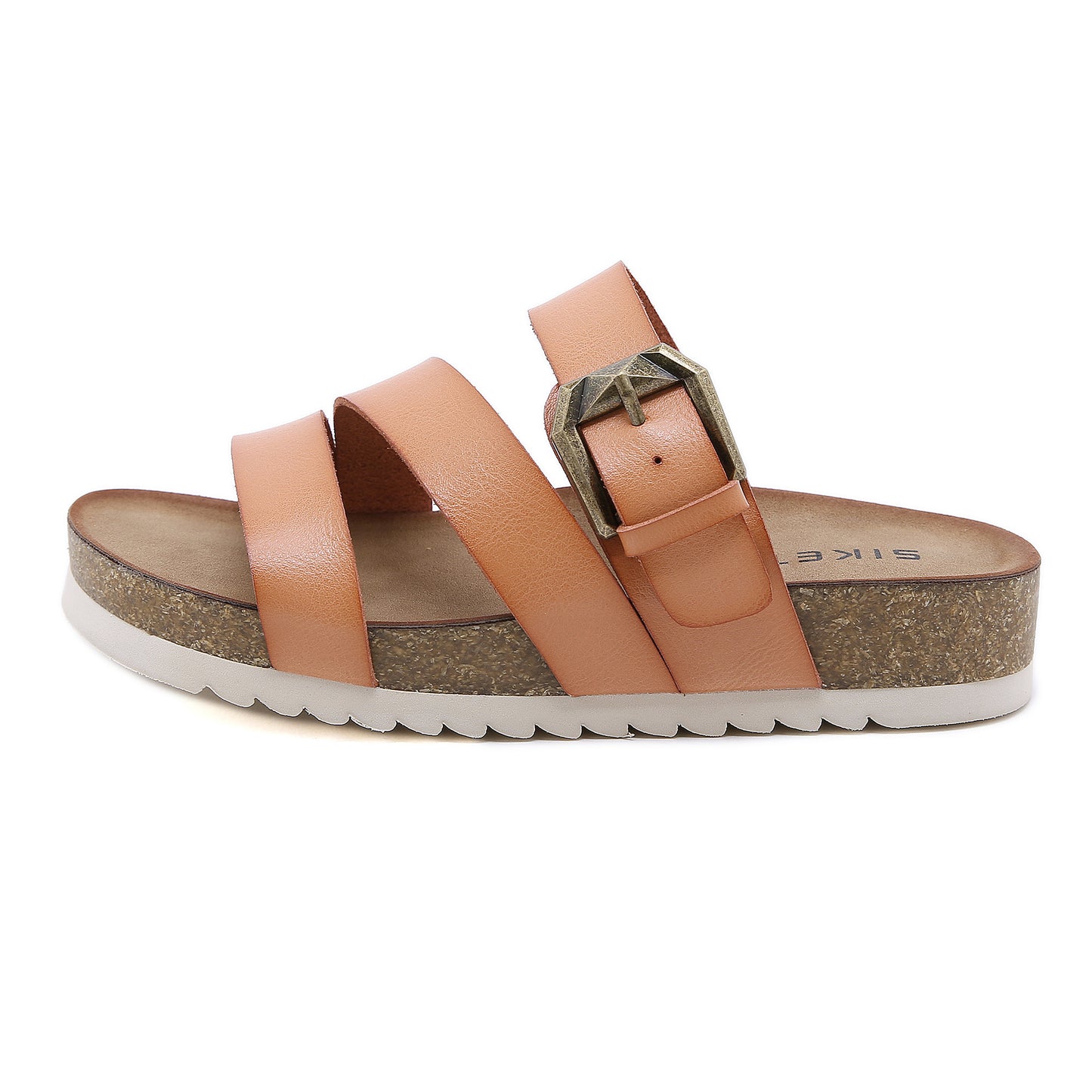 Sandalias Cómodas Antideslizantes Con Hebilla Metálica Y Suela De Madera