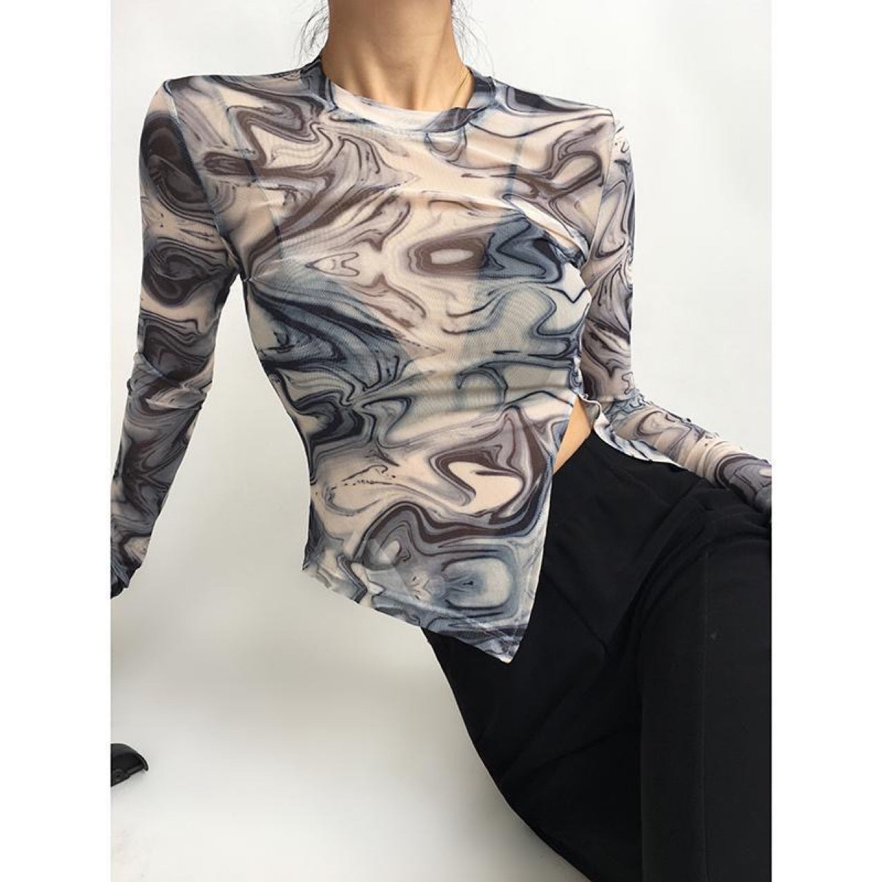 Camiseta De Manga Larga Camiseta De Fondo Ropa De Piel De Mujer