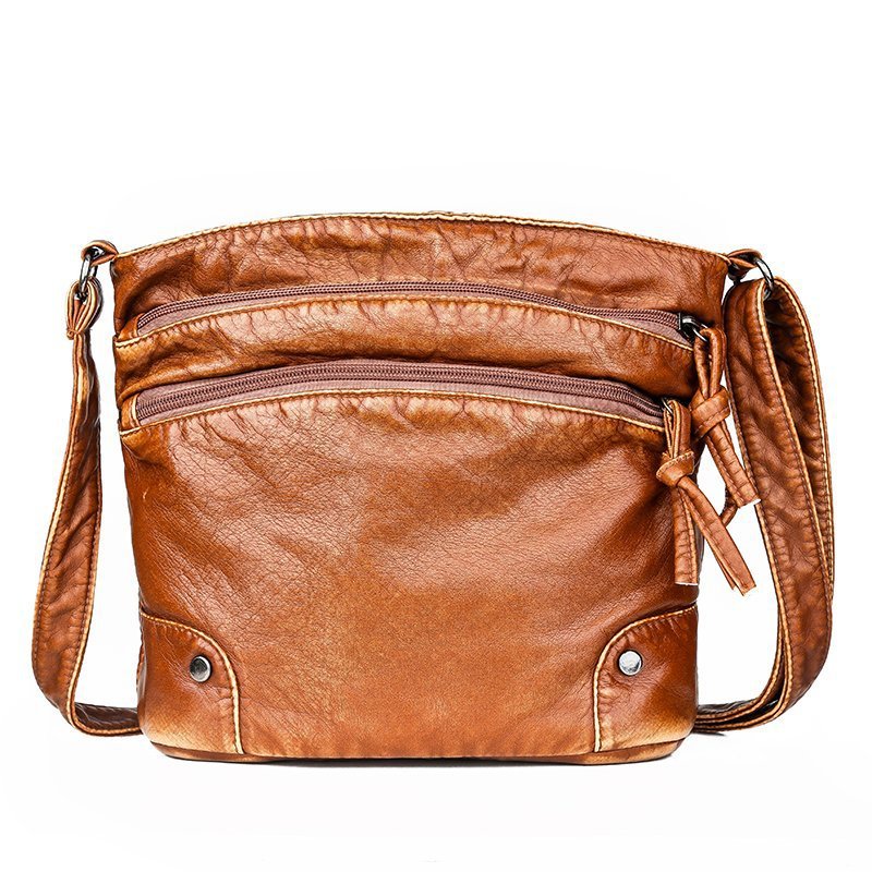 Bolsos De Cuero Suave De Moda Nuevos Bolsos De Mujer Bandolera Bolso De Mensajero De PU De Cuero Lavado Retro