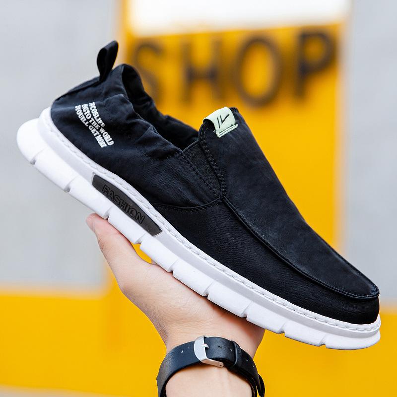 老北京布鞋男2021夏季新款透气雨伞布鞋潮流休闲一脚蹬懒人健步鞋