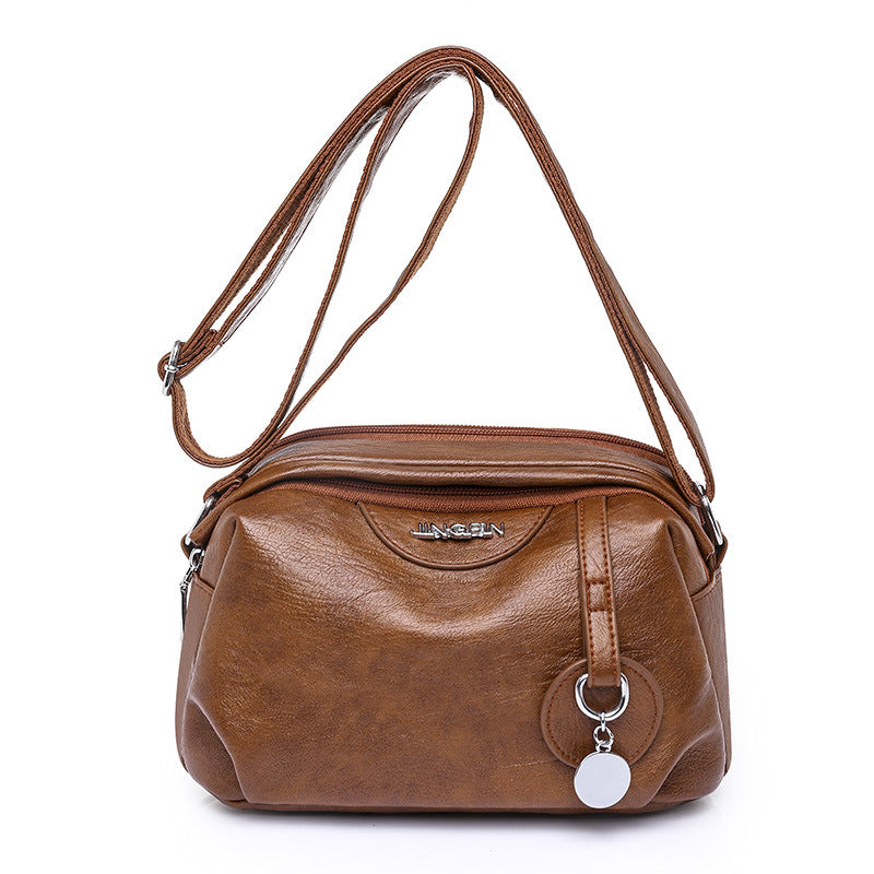 [W-Bolso] La Bolsa De Mensajero Con Textura De Cuero Suave De PU Está A La Moda Y Es Simple