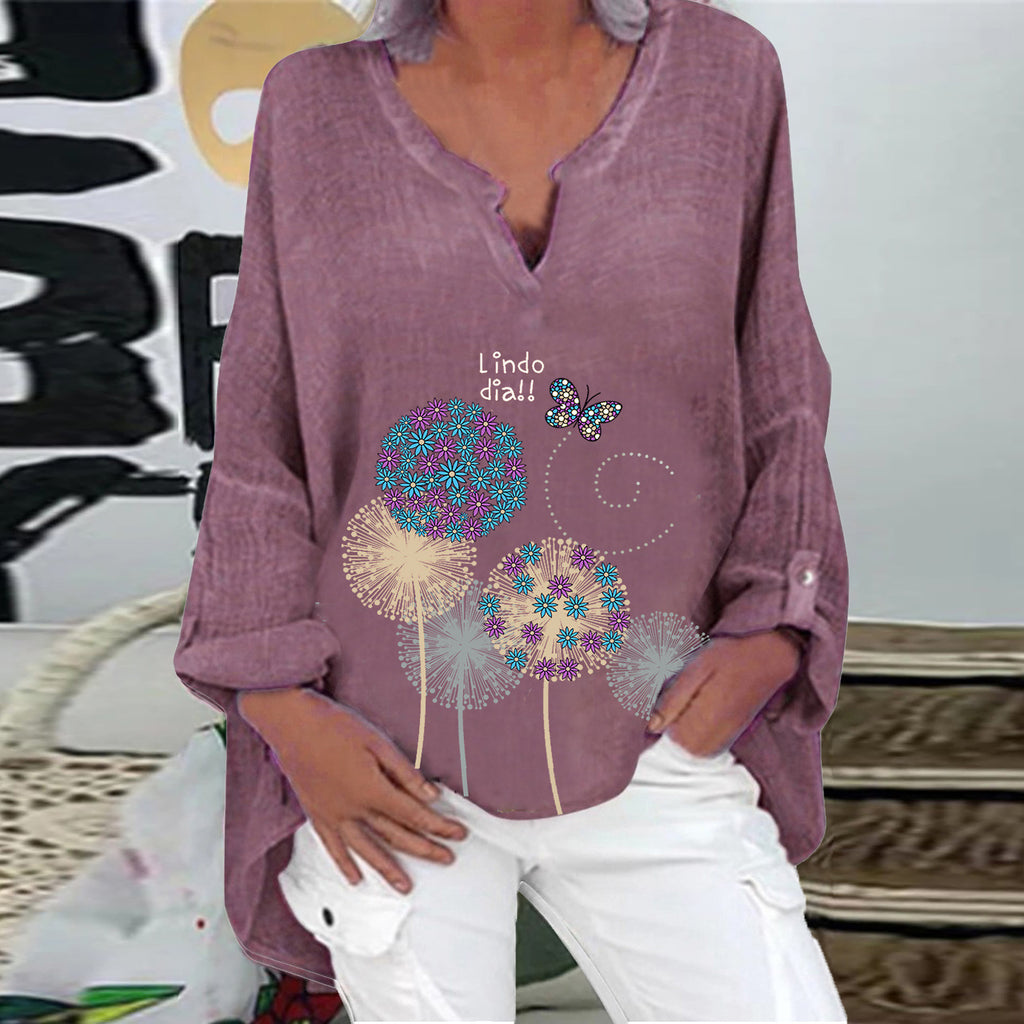 [W-Ropa] 2022 Primavera Casual Urban Casual Mujer Algodón Cuello En V Camisa De Talla Grande