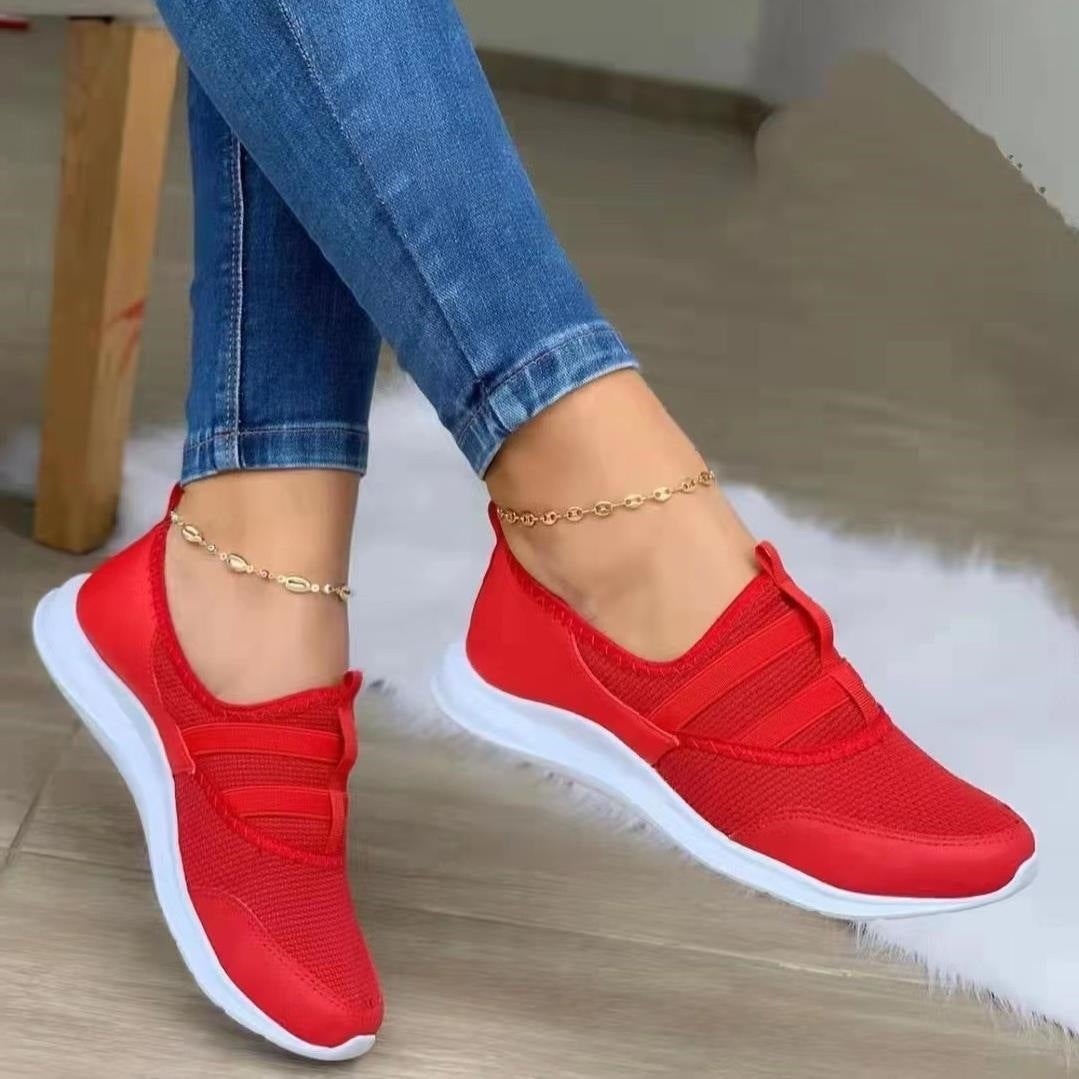 [W-Zapato] Zapatos Informales De Malla Con Plataforma Baja Y Tejido De Mosca