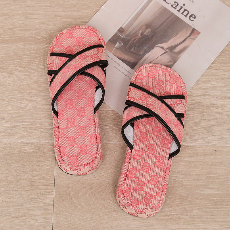 [W-Zapato] Sandalias Sin Cordones Con Plataforma Cruzada