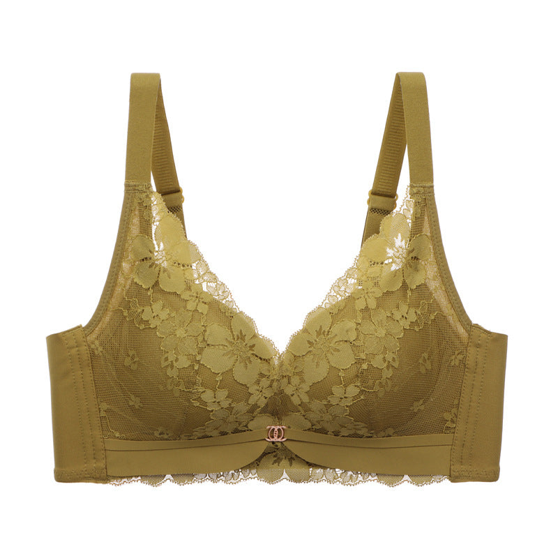 2022 Reunión Sin Anillo De Acero Sujetador De Encaje Transpirable Recibir Pecho Lateral Cómoda Ropa Interior Ajustable