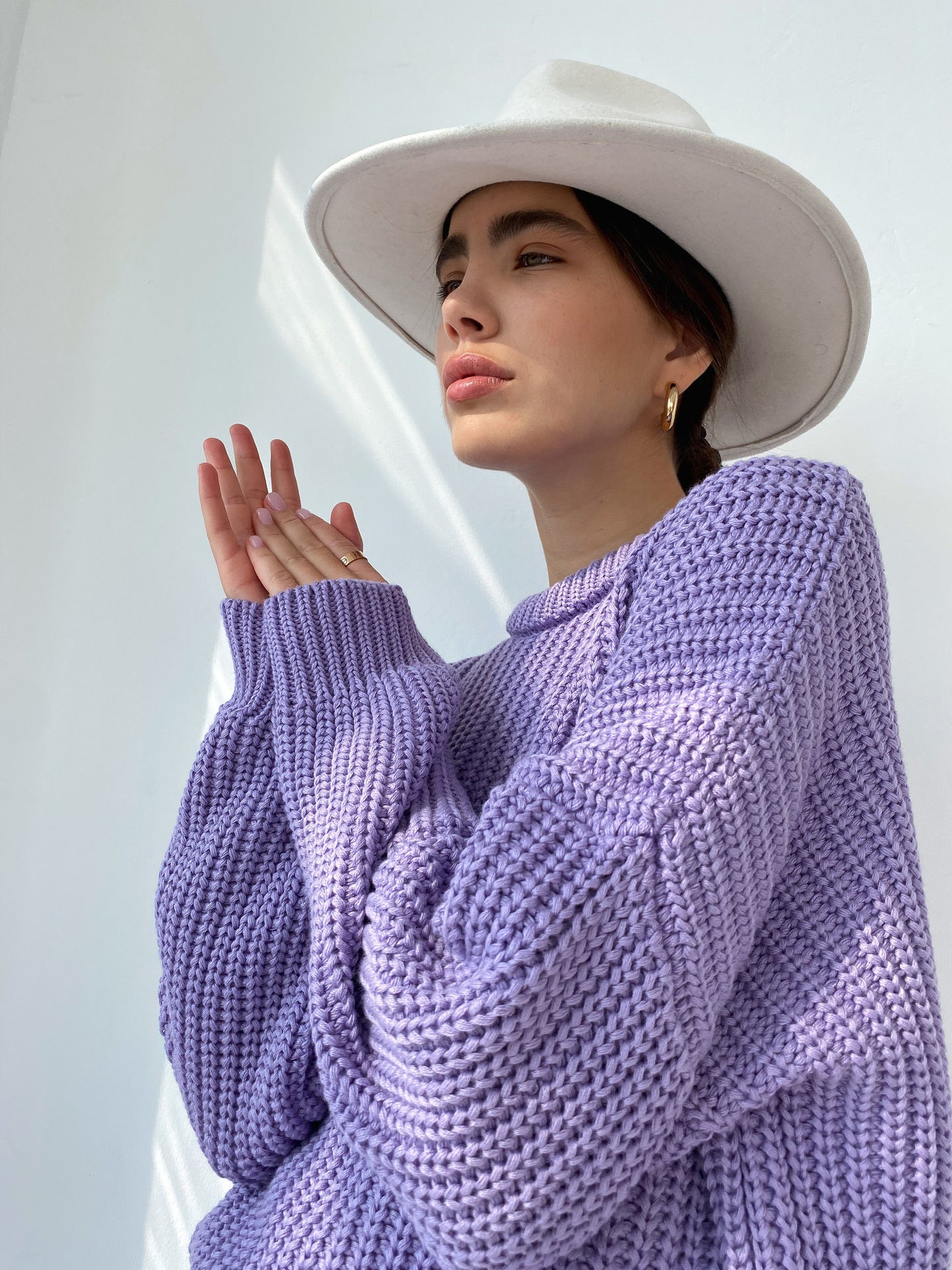 Suéter De Gran Tamaño Suelto Color Caramelo Suéter De Cuello Redondo Ropa De Mujer
