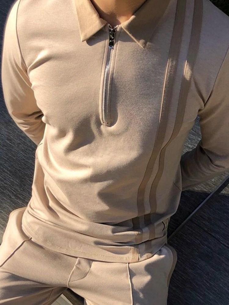 Nuevo Polo A Rayas Con Cremallera De Otoño