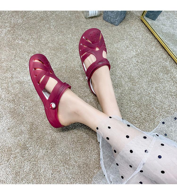 Sandalias de gelatina, zapatos de playa planos antideslizantes