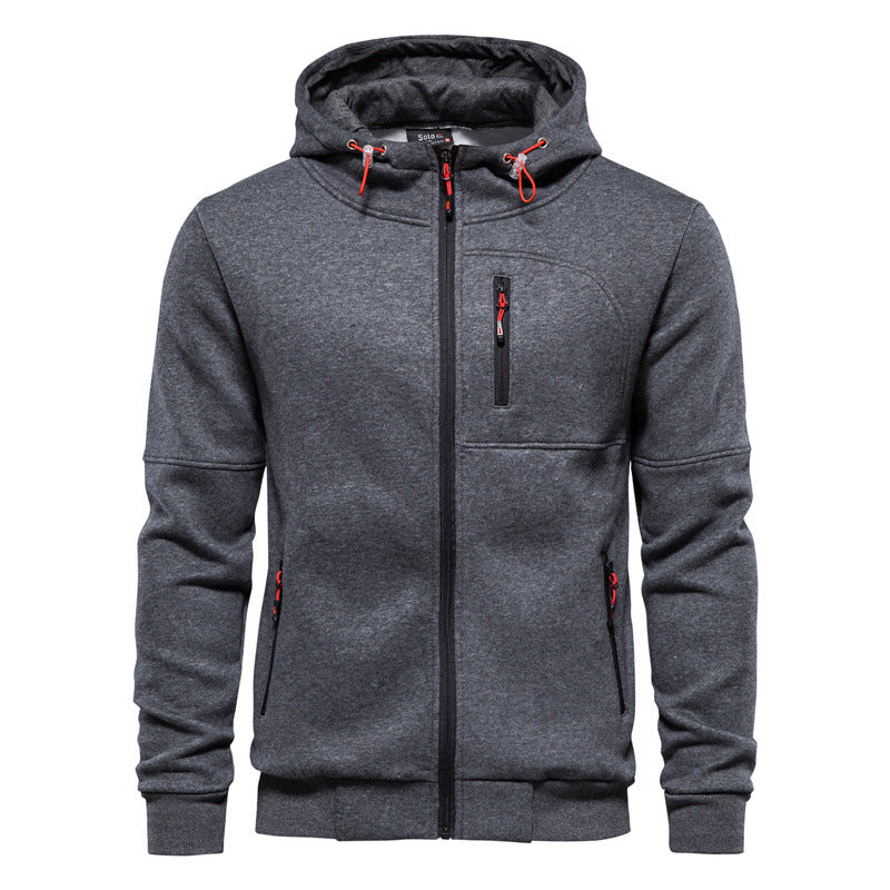 Chaqueta Con Capucha De Nuevo Estilo, Chaqueta De Punto Informal Con Cremallera De Color Sólido Para Hombre, Código Europeo, Más Suéter De Lana