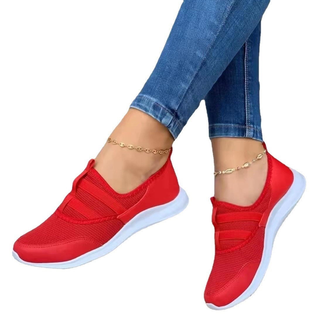 [W-Zapato] Zapatos Informales De Malla Con Plataforma Baja Y Tejido De Mosca