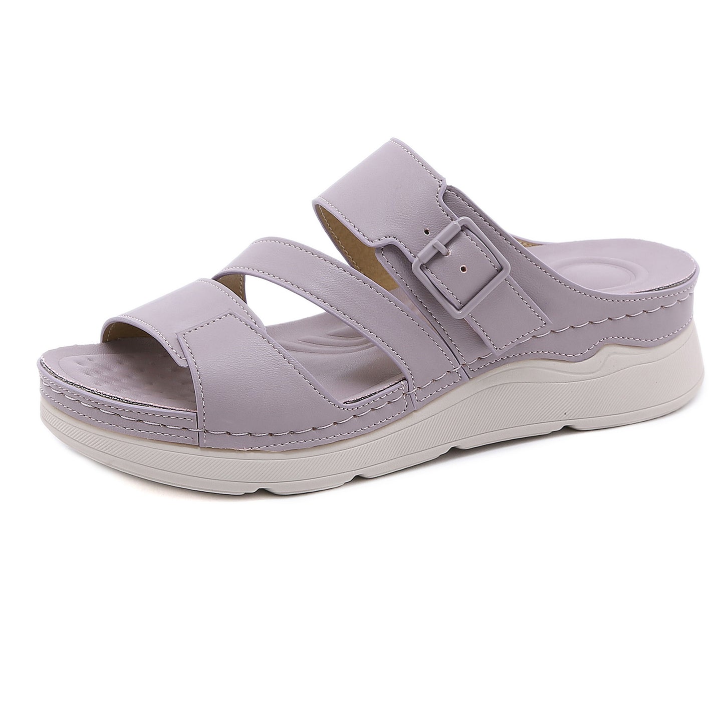 Zapatos De Mujer De Punta Redonda Simple De Tacón De Cuña Antideslizante Liviano