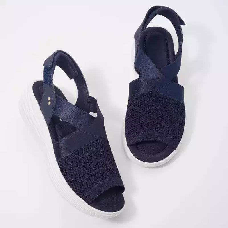 Sandalias de punto de cuña ajustables para mujer