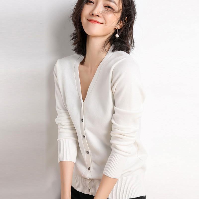 Prendas de punto nuevas 2020 larga manga de mujer de cuello en V - MXbueno