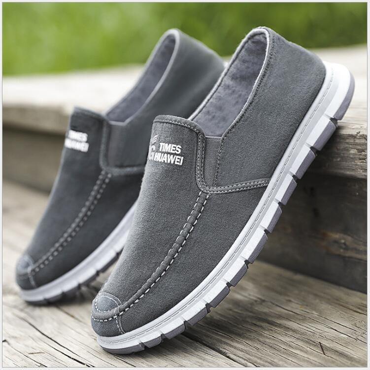Hombre Comfy Soft Sole Casaul Zapatos de lona transpirables sin cordones - MXbueno