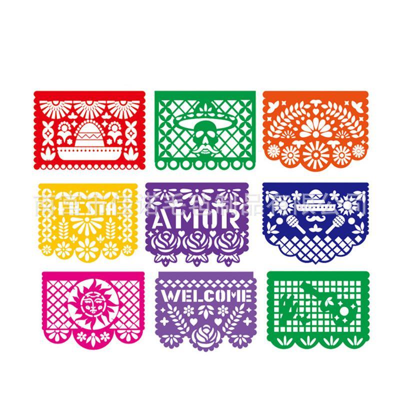 Guirnaldas de manta de fieltro con color multi para dias de los muertos - MXbueno