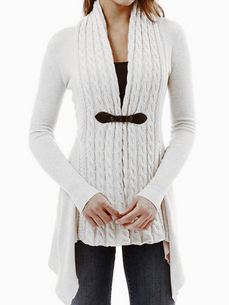 Cárdigan de dobladillo irregular de punto de cable - MXbueno