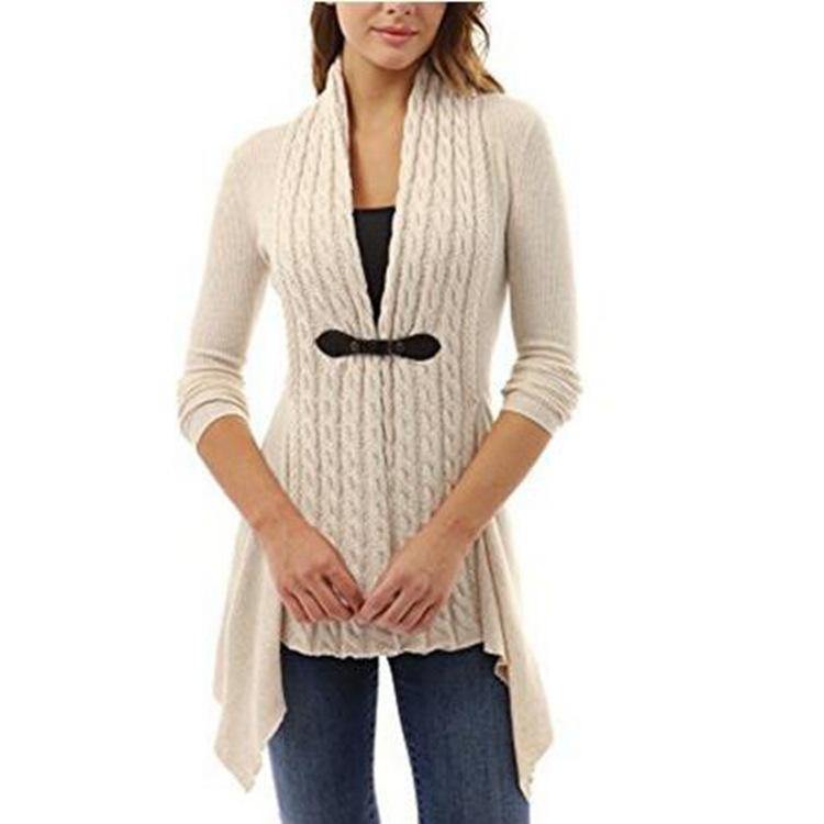Cárdigan de dobladillo irregular de punto de cable - MXbueno