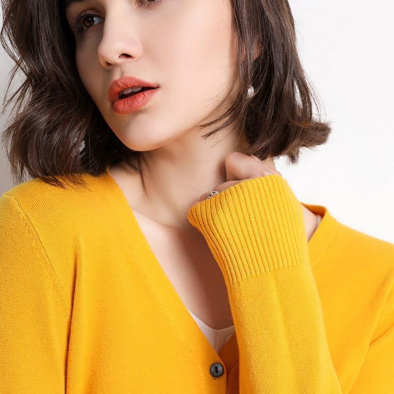 Prendas de punto nuevas 2020 larga manga de mujer de cuello en V - MXbueno