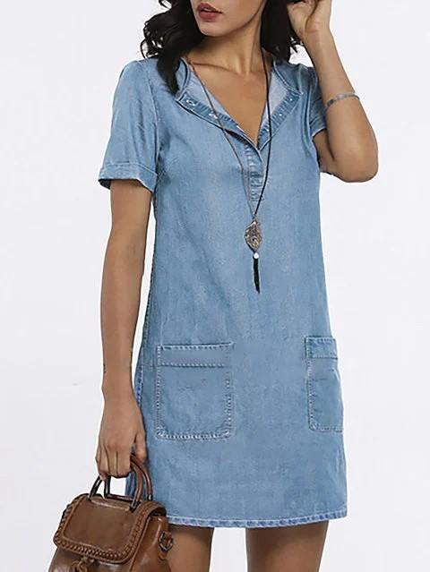 Vestido midi fino denim