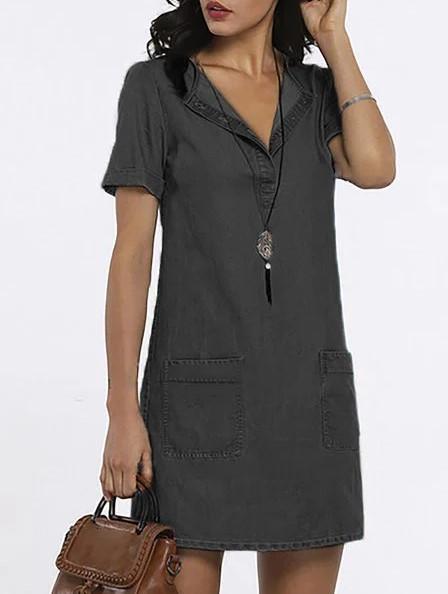 Vestido midi fino denim