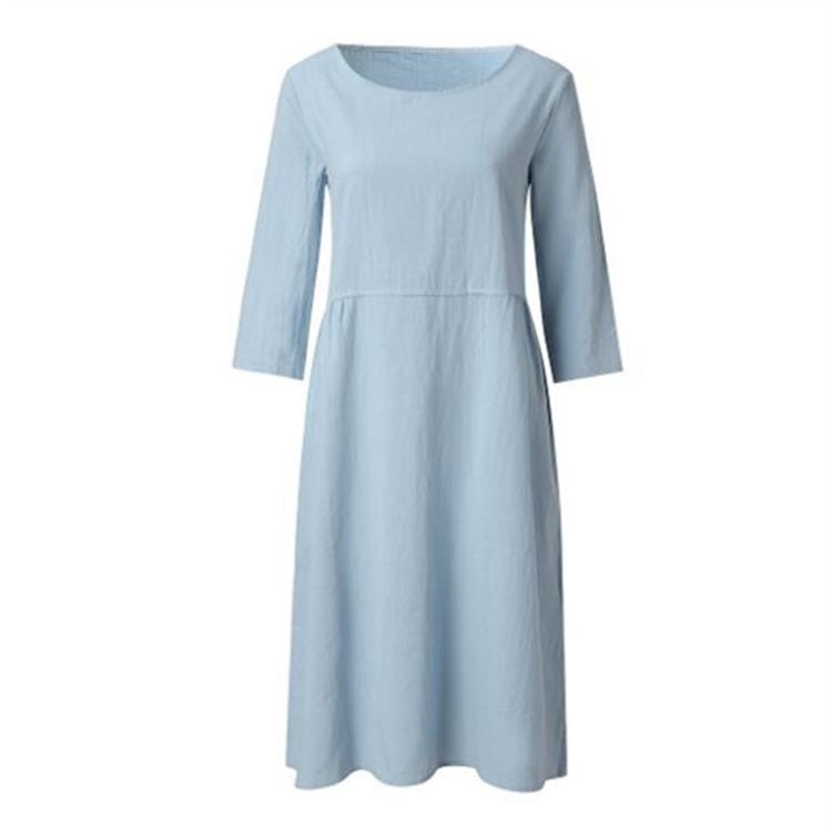 Vestido liso de lino suelto