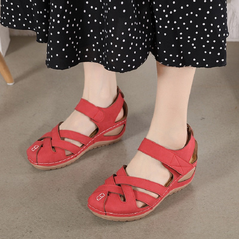 [W-Zapato] Sandalias De Cuña Vintage Para Mujer, Verano 2022, Informales Con Hebilla