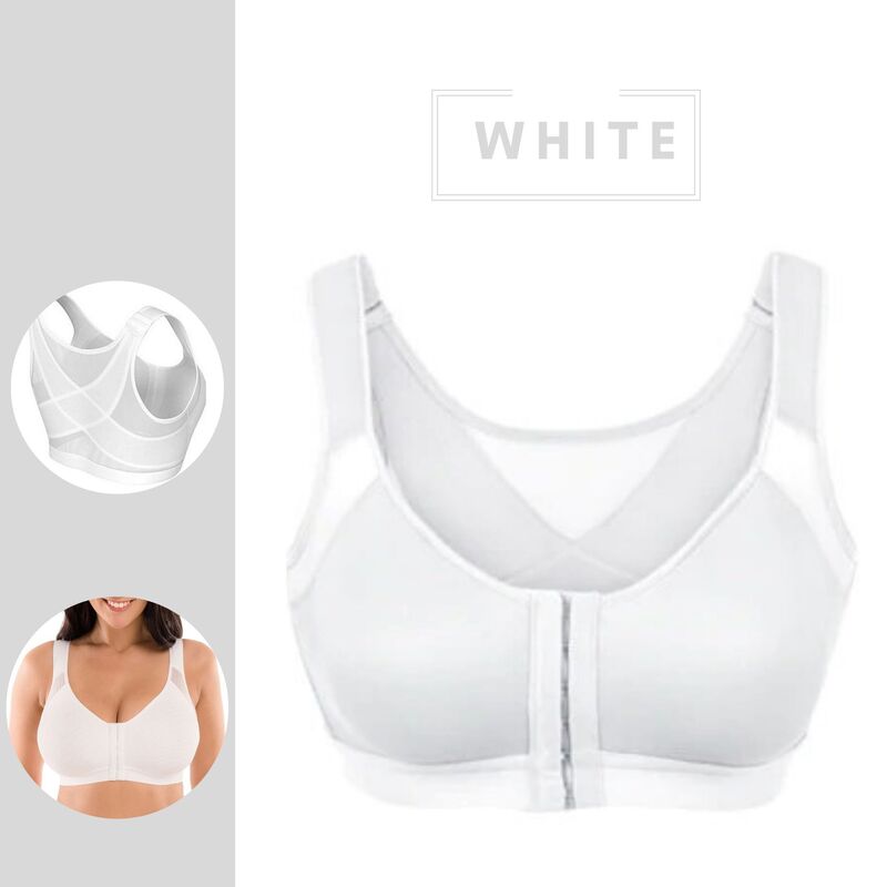 Sujetador De Cierre Frontal Con Soporte Trasero Transpirable De Talla Grande Con Tirantes Ajustables