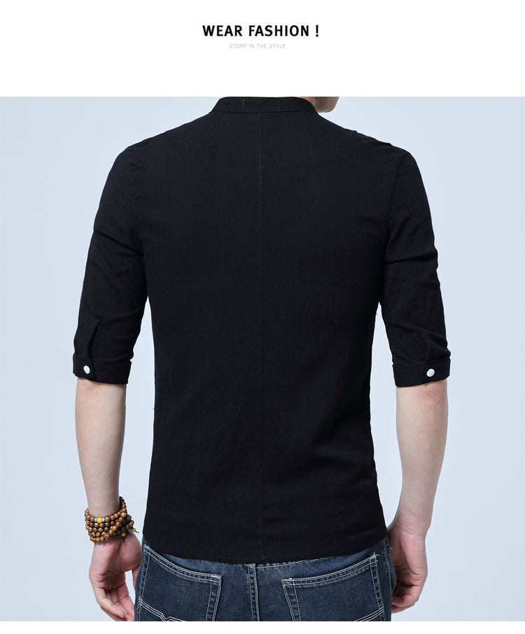 Camisa Fidenzio de lino con el estilo de tradición japón