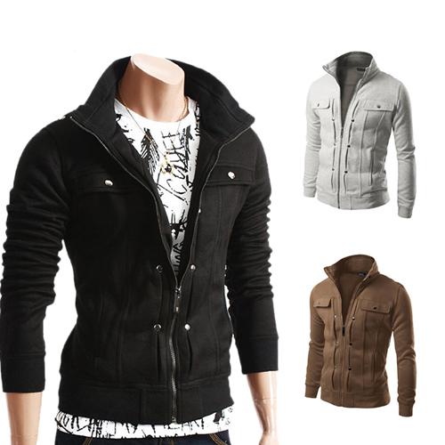 Chaqueta de hombre de suéter de cuello alto slim fit de moda