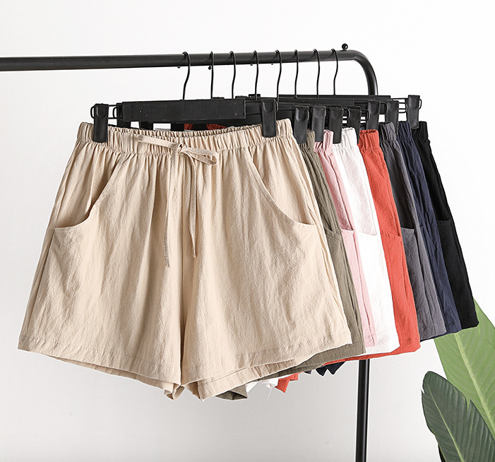 Pantalones cortos casuales de lino sueltos de talla grande - MXbueno