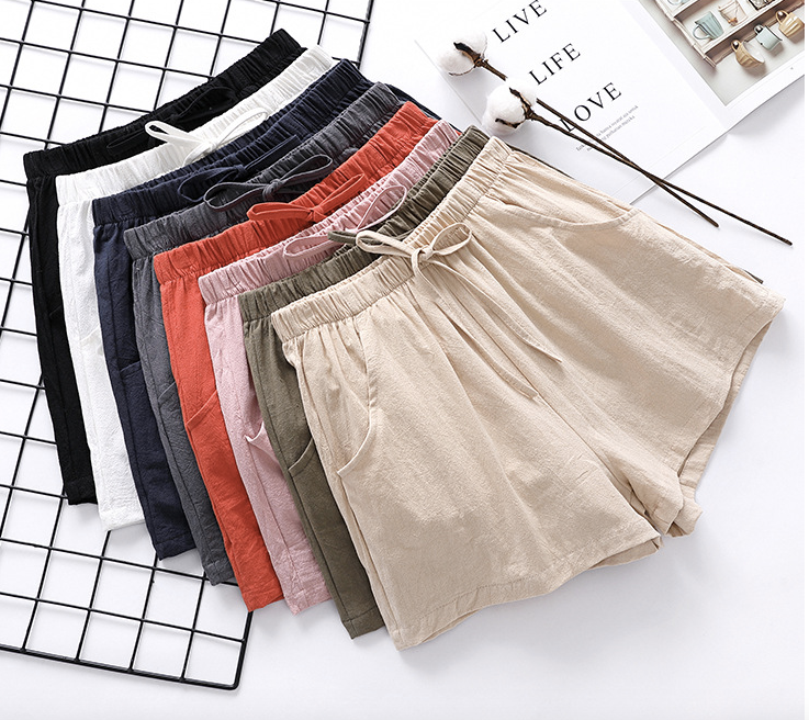 Pantalones cortos casuales de lino sueltos de talla grande - MXbueno