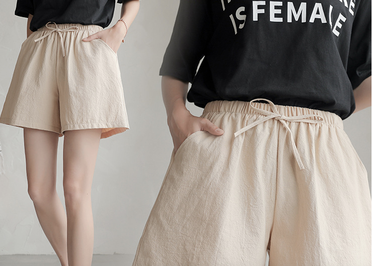 Pantalones cortos casuales de lino sueltos de talla grande - MXbueno