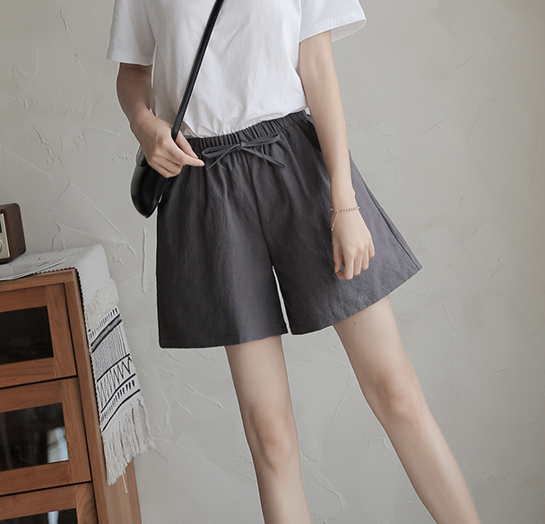 Pantalones cortos casuales de lino sueltos de talla grande - MXbueno