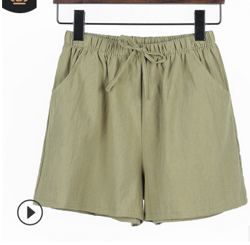 Pantalones cortos casuales de lino sueltos de talla grande - MXbueno